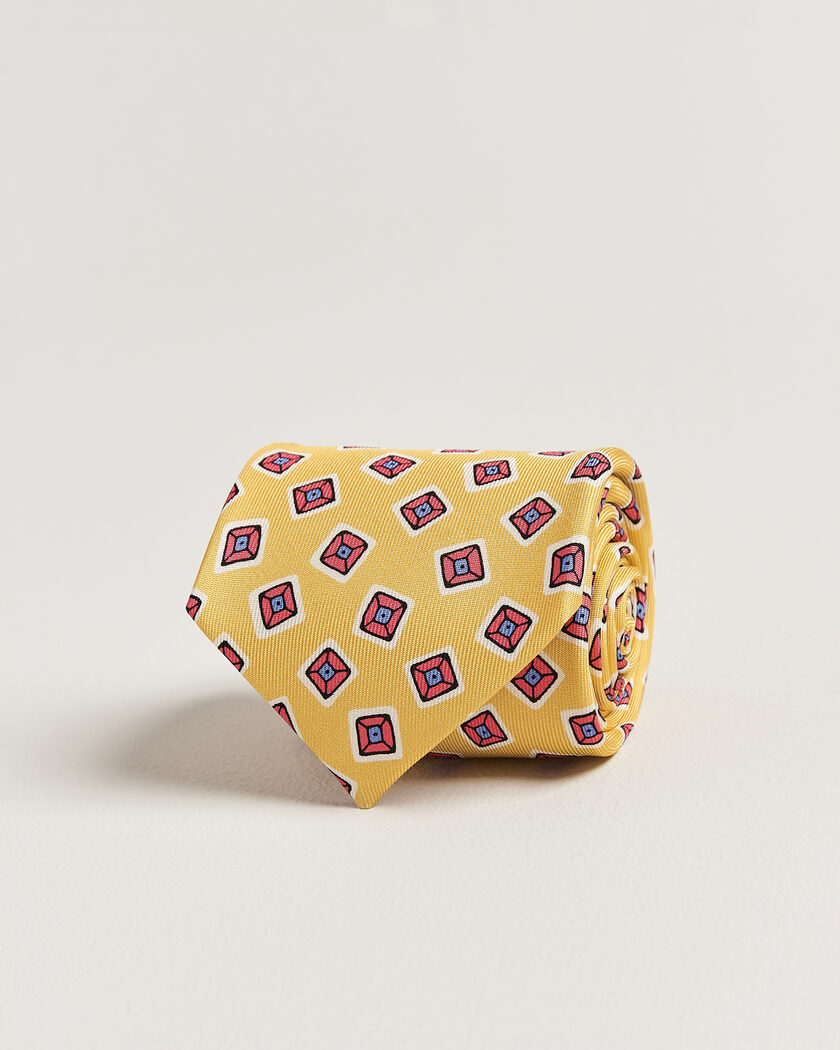 Drake's Square Diamond Heavy Twill Silk Tie Gold – Gelb