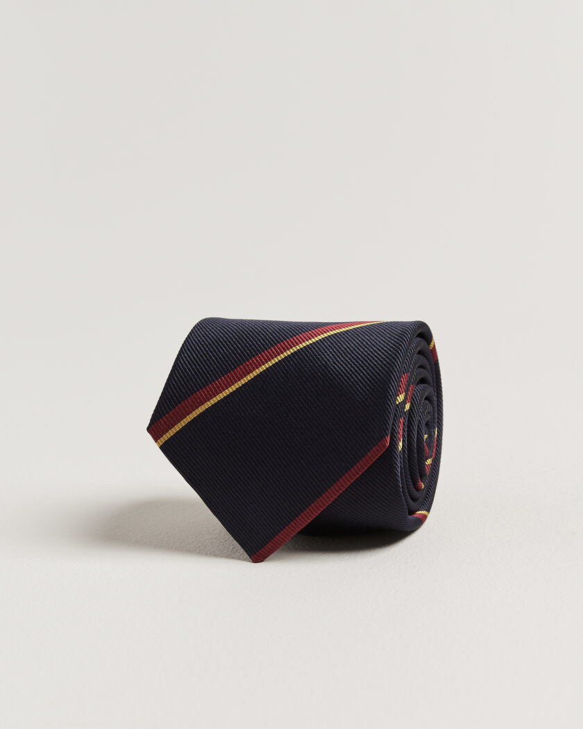 Drake's Regimental Stripe Reppe Tie Navy – Blau