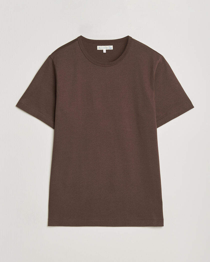 Merz b. Schwanen Classic Fit Sturdy Loopwheeled T-Shirt Chocolate – Braun