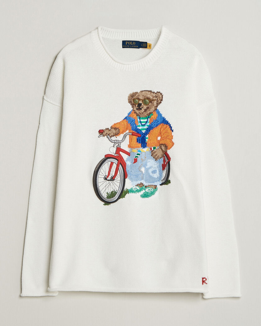 Polo Ralph Lauren Cotton Bear Sweater Deckwash White – Weiß