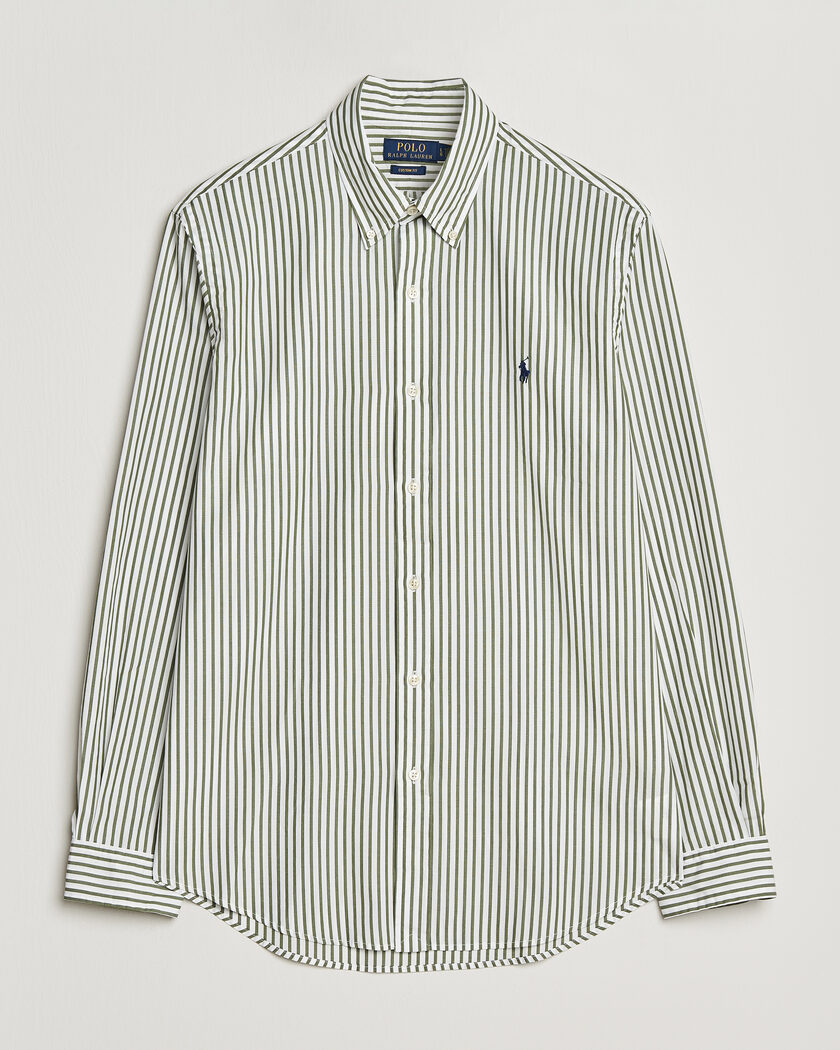 Polo Ralph Lauren Custom Fit Poplin Striped Shirt Garden Trail – Grün