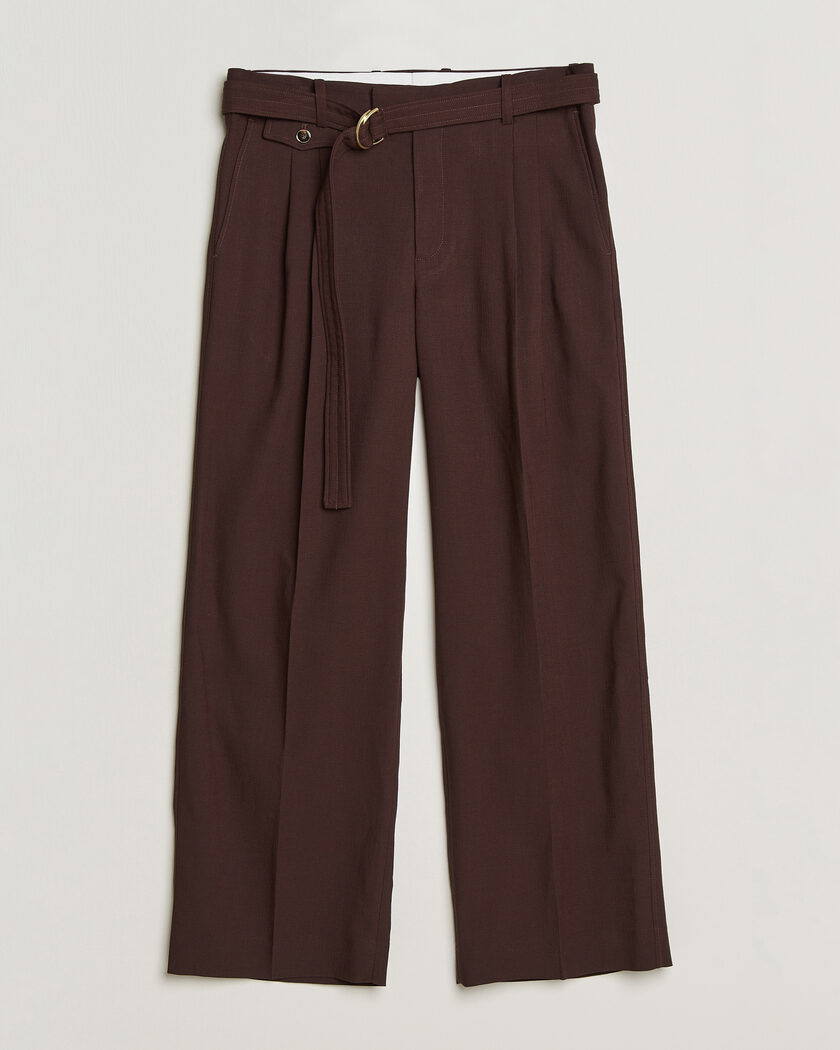 Drôle de Monsieur Viscose Pleated Trousers Brown – Braun