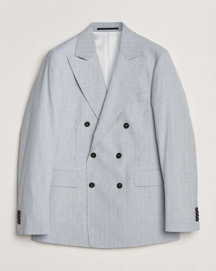 Tiger of Sweden Ease Cotton Double Breasted Blazer Thunder Blue – Blau