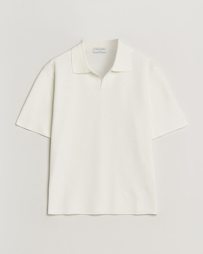 Tiger of Sweden Maelon Cotton/Linen Knitted Polo Pure White – Weiß