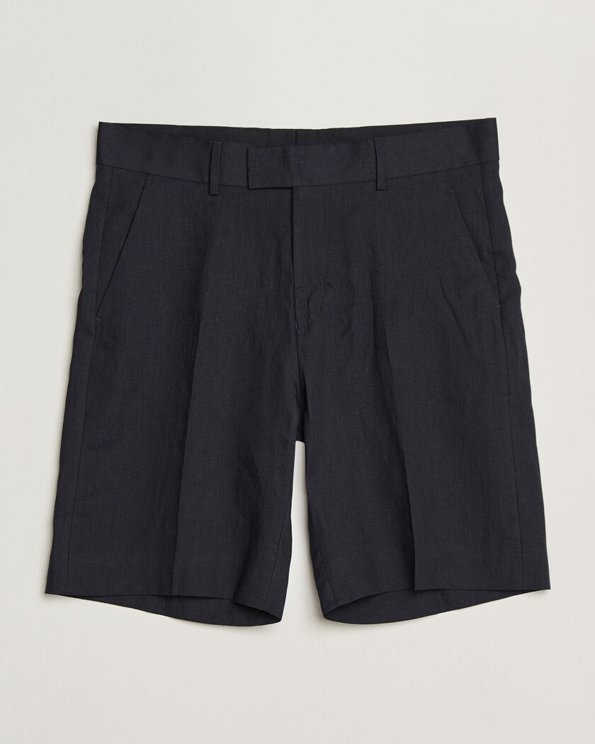 Tiger of Sweden Troy Pleated Linen Shorts Midnight Blue – Blau