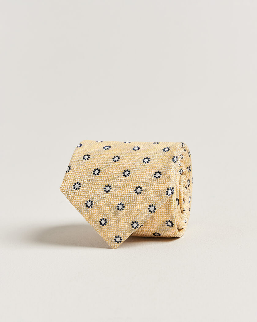 Amanda Christensen Silk/Linen 8cm Flower Tie Yellow – Gelb