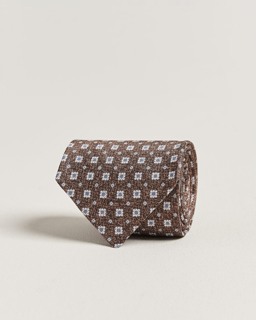 Amanda Christensen Silk Oxford 8cm Flower Tie Brown – Braun