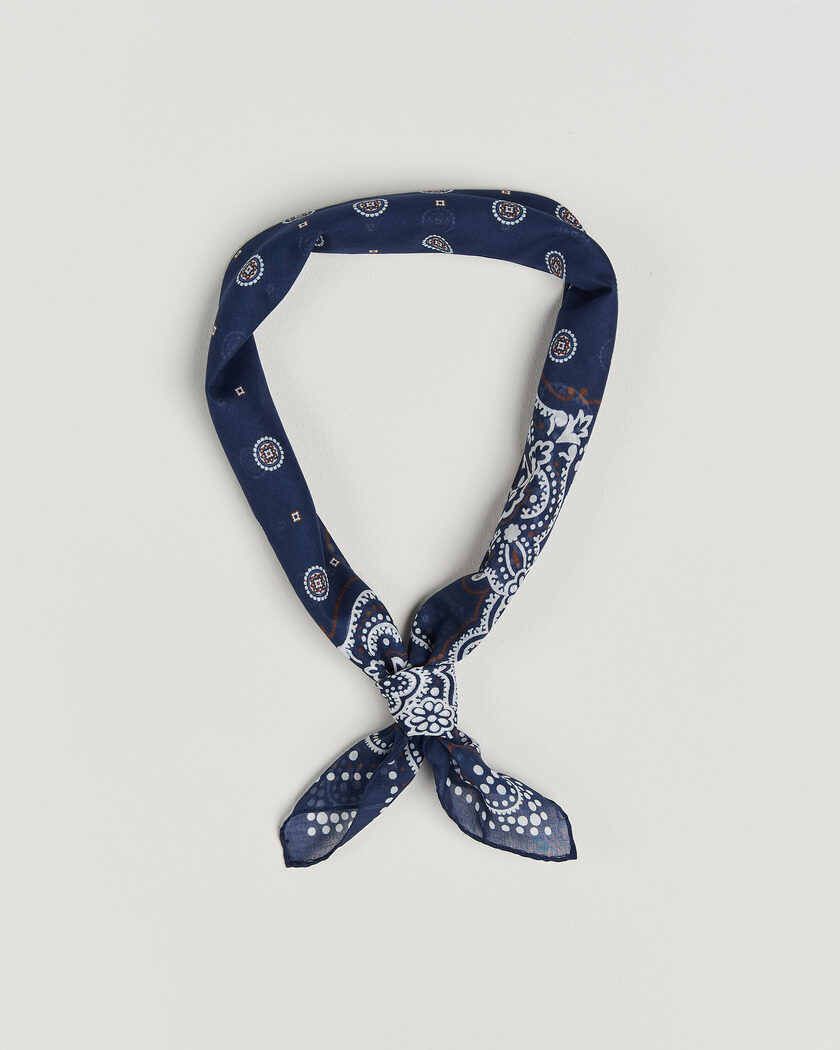 Amanda Christensen Cotton Voilé Medallion Bandana Navy – Blau