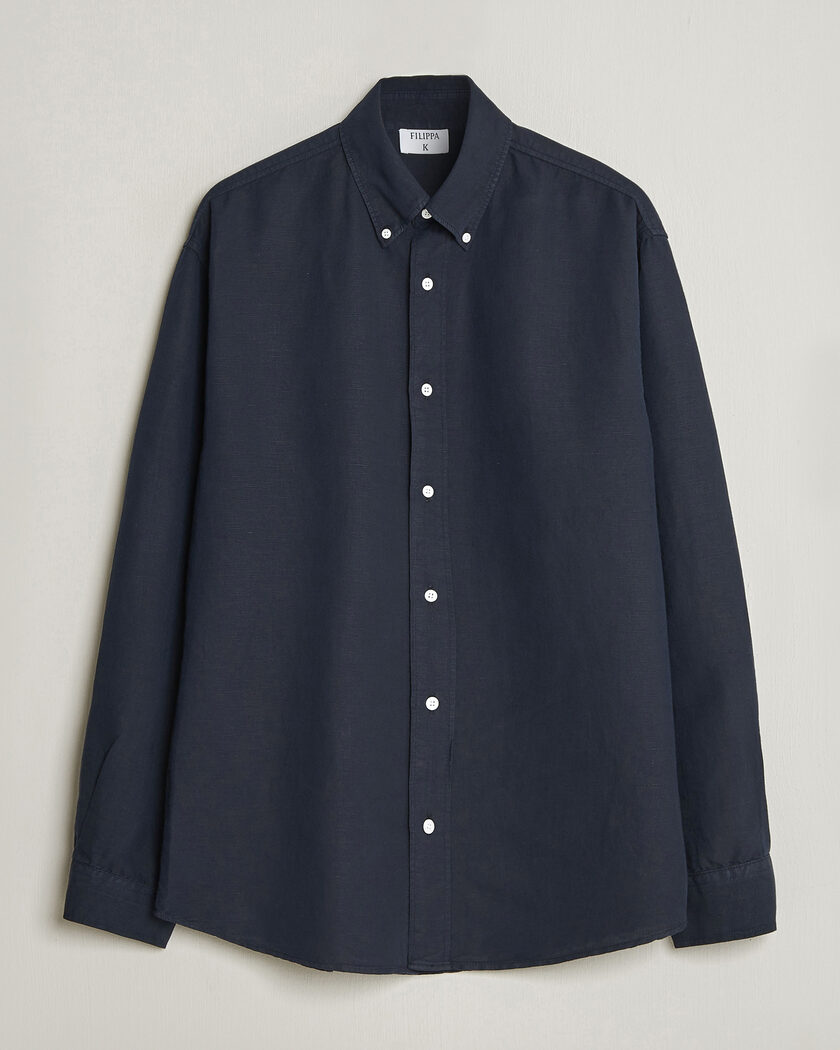  Filippa K Relaxed Cotton/Linen Shirt Navy – Blau