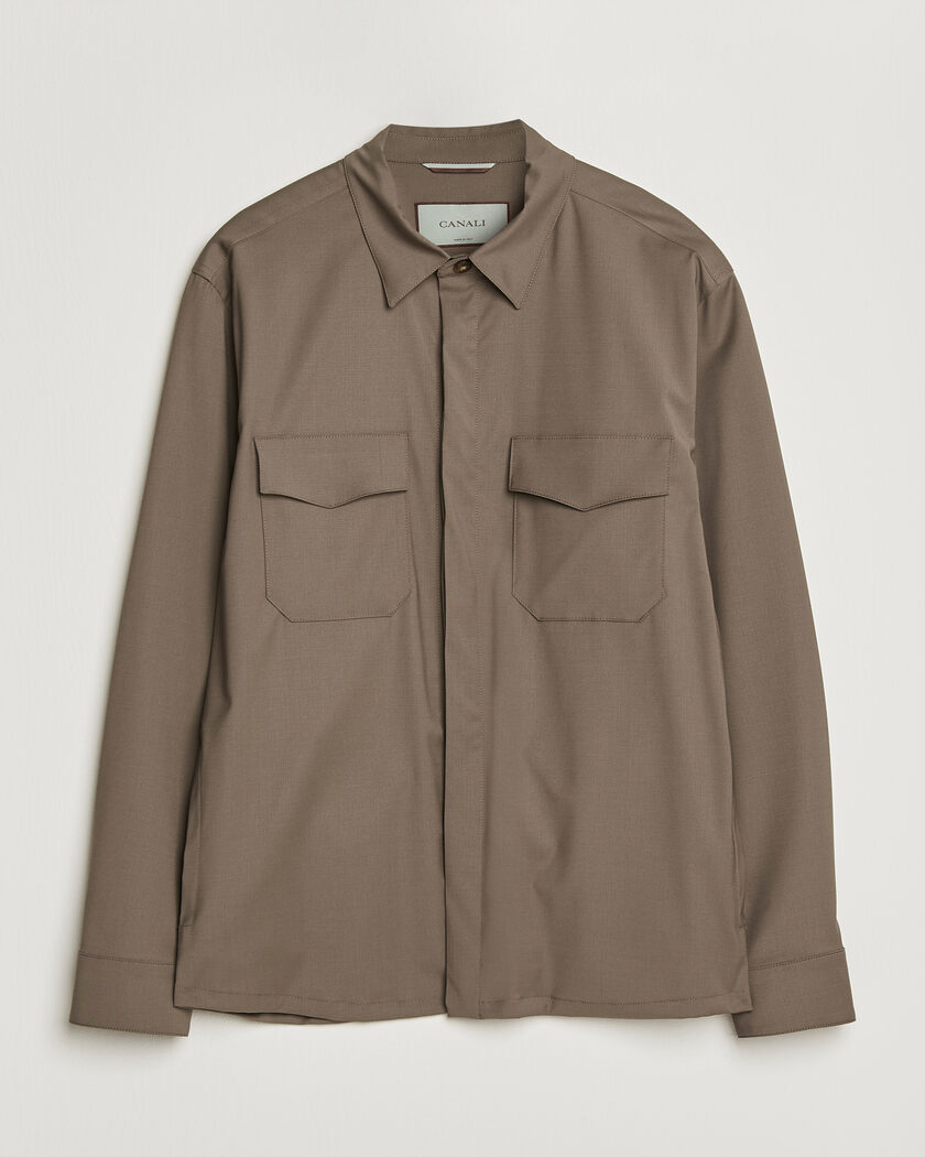 Canali Travel Wool Overshirt Brown – Braun