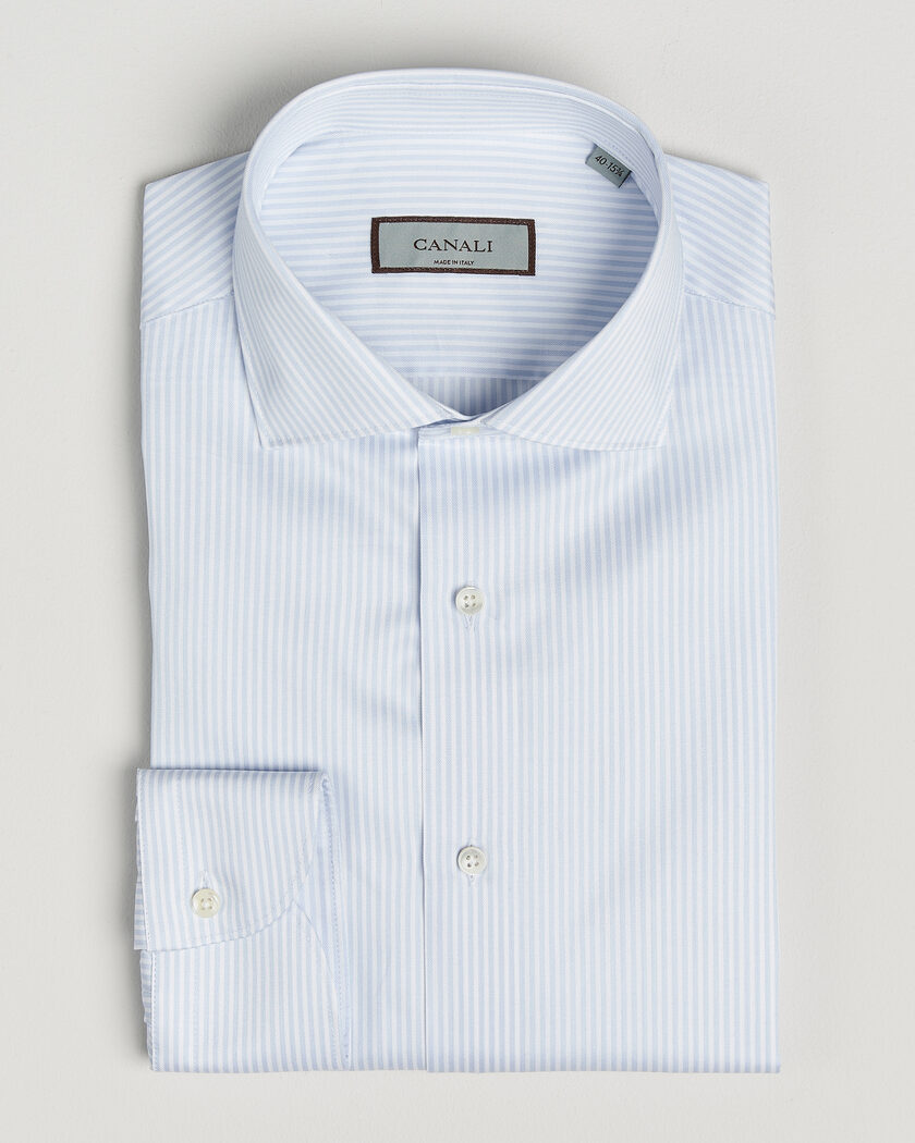 Canali Slim Fit Impeccabile Shirt Light Blue Stripe – Blau