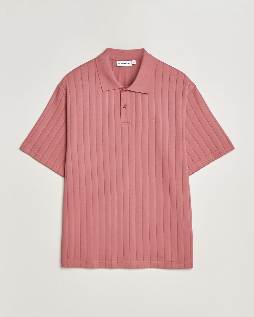 J.Lindeberg Simon Striped Polo Withered Rose – Rot