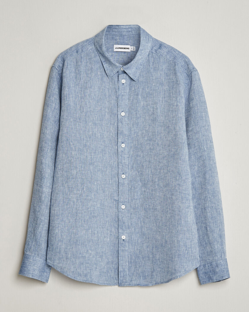 J.Lindeberg Marlon Linen Melange Shirt Federal Blue – Blau