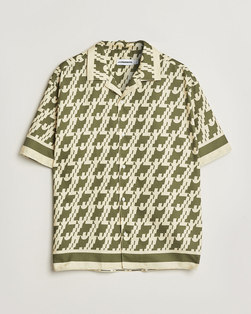 J.Lindeberg Ellis Border Resort Shirt Glitch Kalamata – Gelb