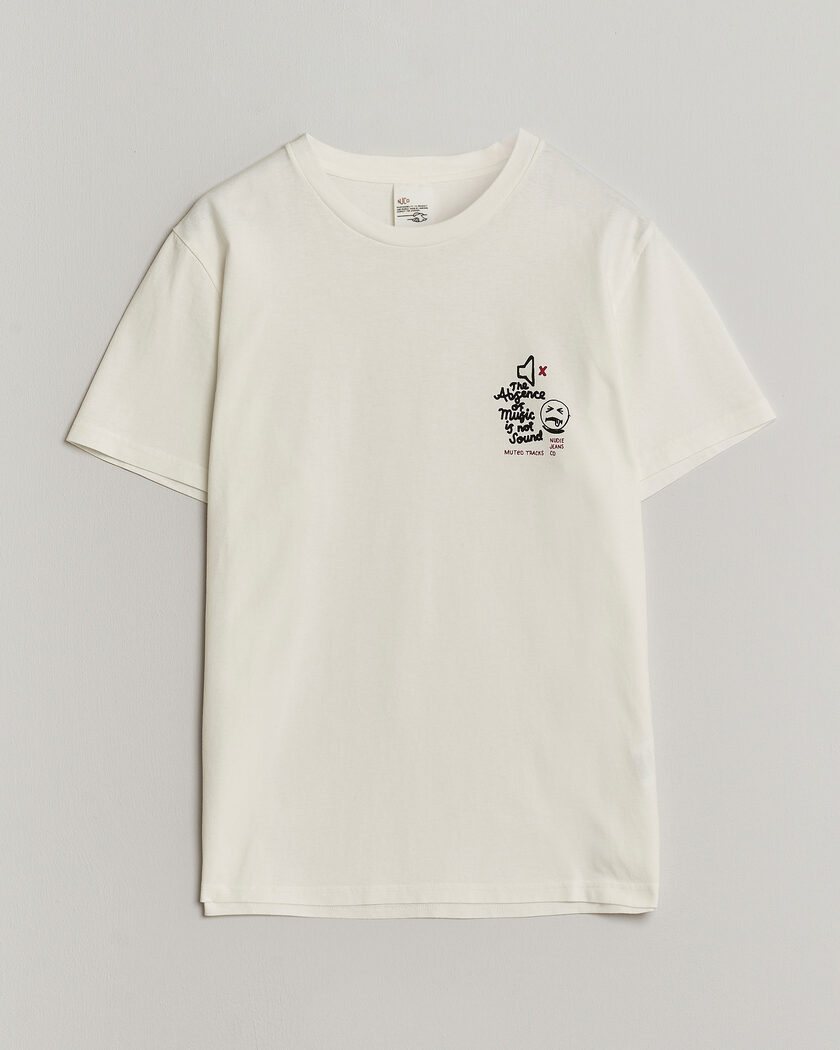 Nudie Jeans Roy Printed T-Shirt Chalk White – Weiß