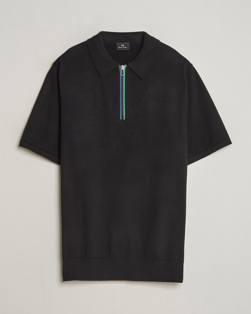 PS Paul Smith Cotton Knitted Half Zip Polo Black – Schwarz