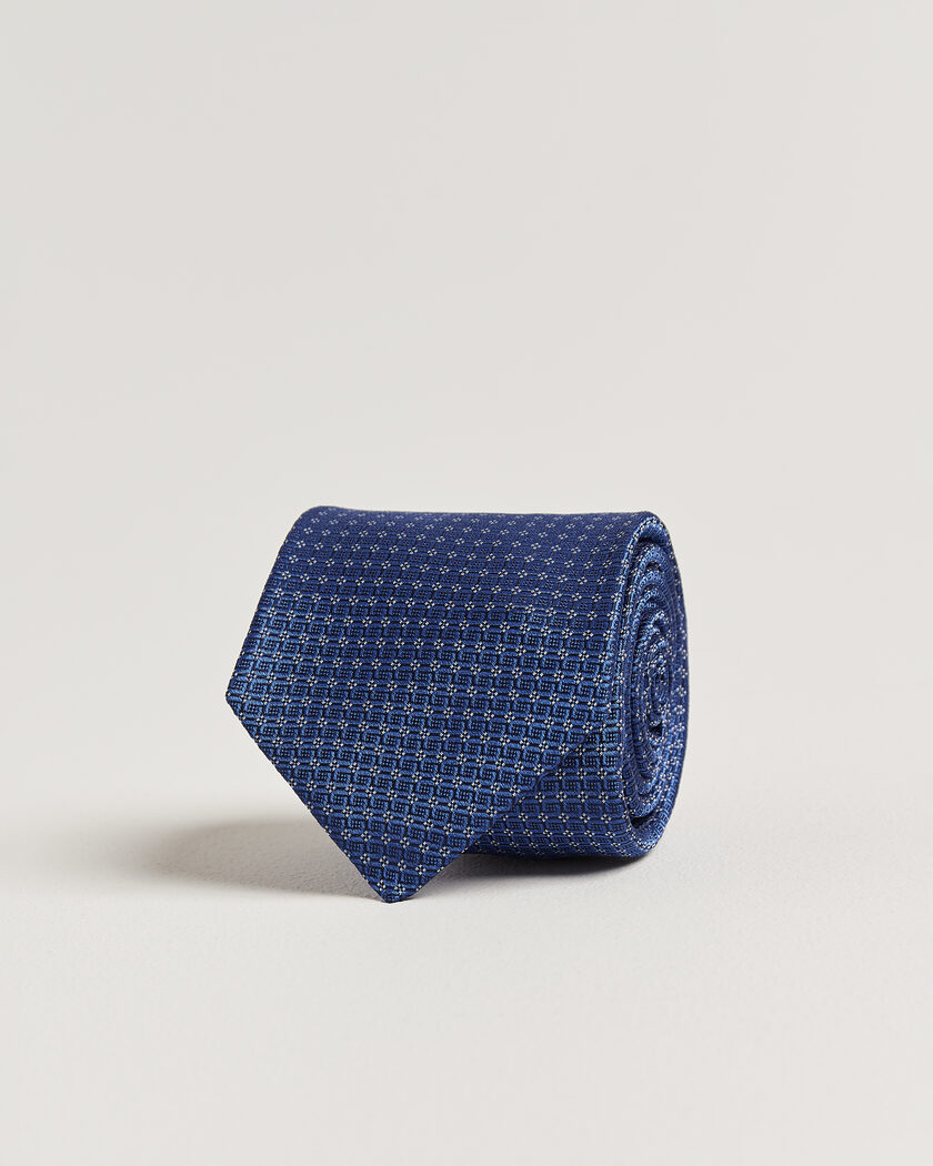Kiton Micro Structure Silk Tie Navy – Blau