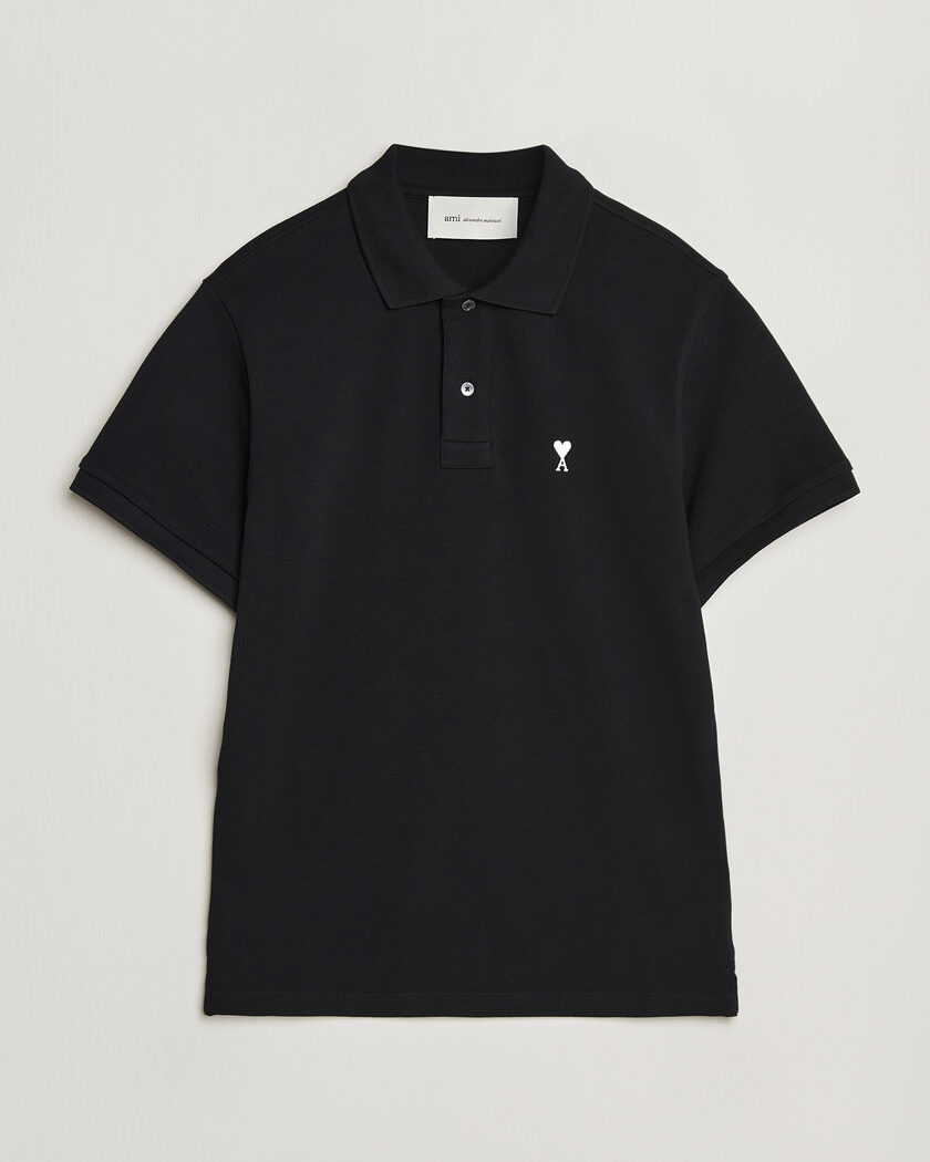 AMI Contrast Heart Logo Polo Black – Schwarz