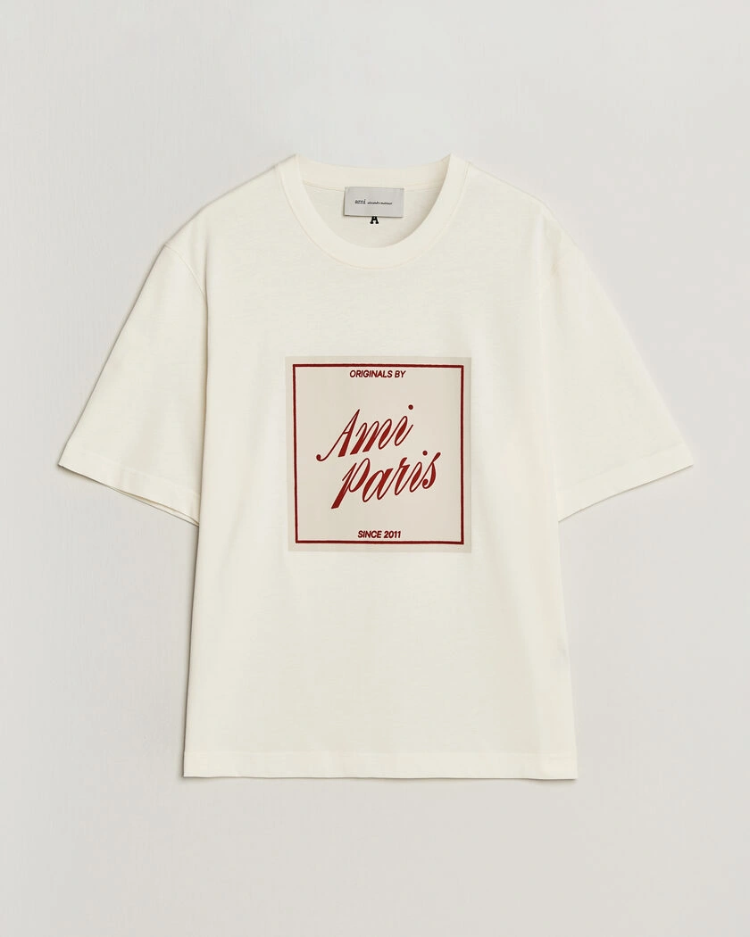 AMI Boxy Fit Printed T-Shirt Creme – Weiß
