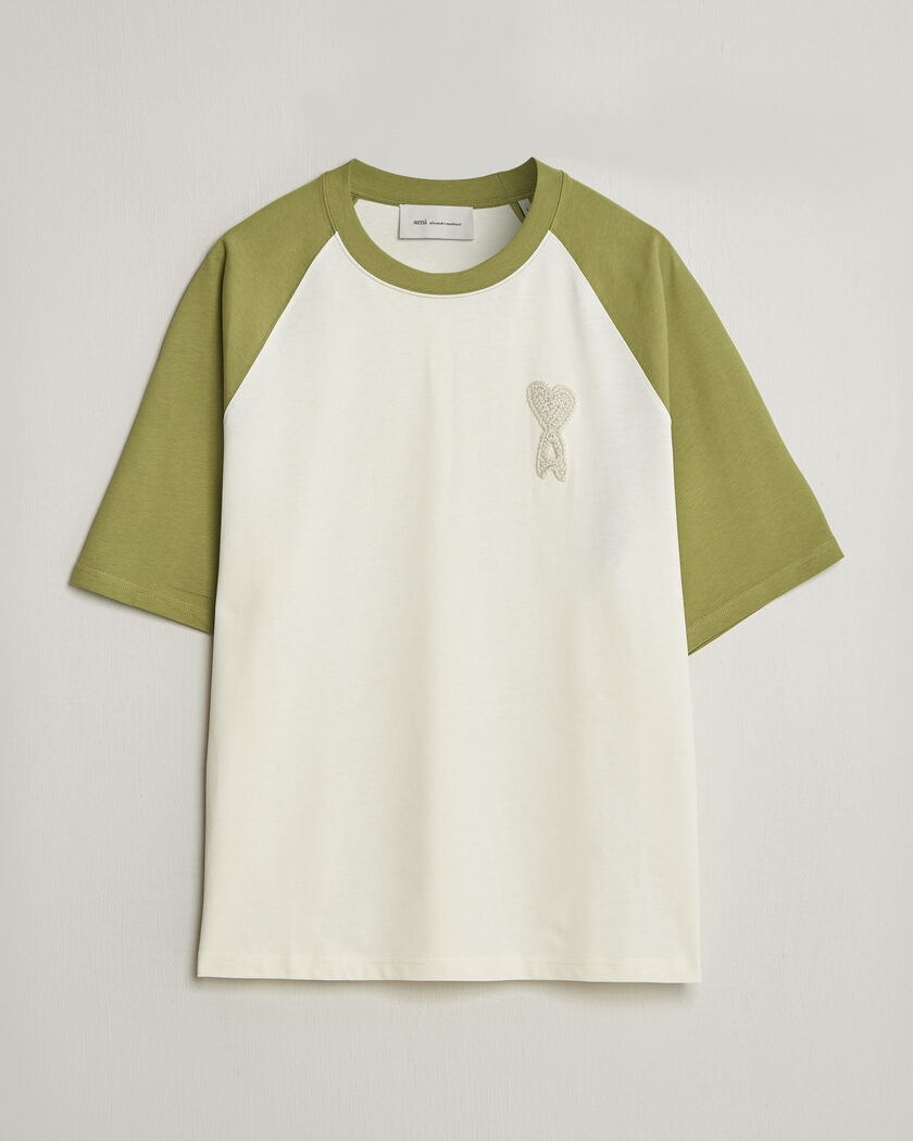 AMI Knitted Heart Logo T-Shirt Creme/Matcha – Grün