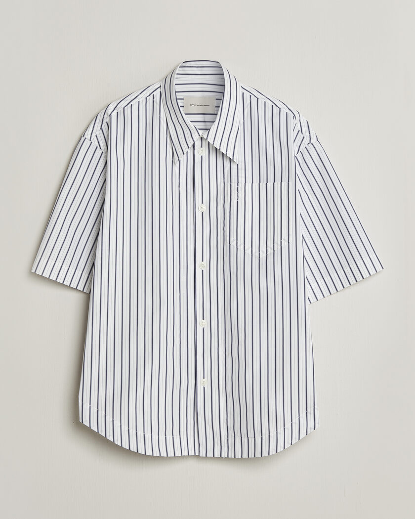 AMI Short Sleeve Camp Collar Shirt White/Blue – Blau