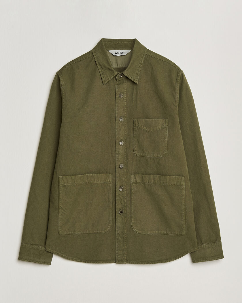  Aspesi Garment Dyed Utility Shirt Military – Grün
