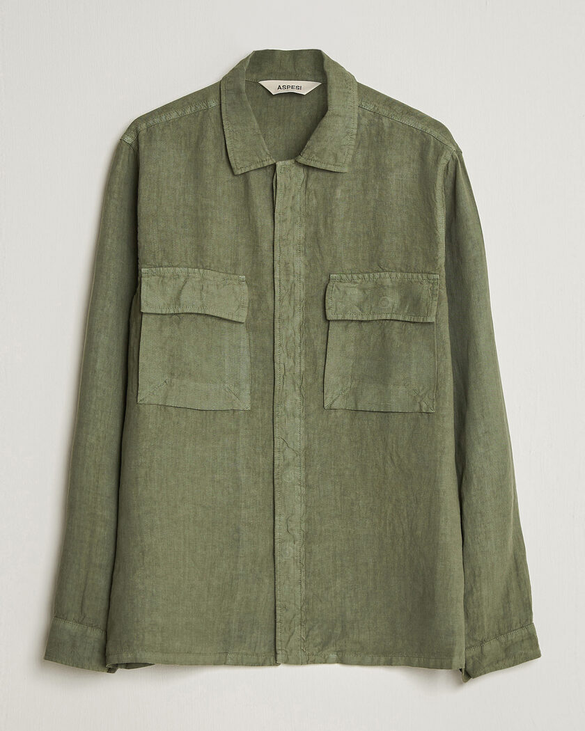 Aspesi Linen Overshirt Military – Grün