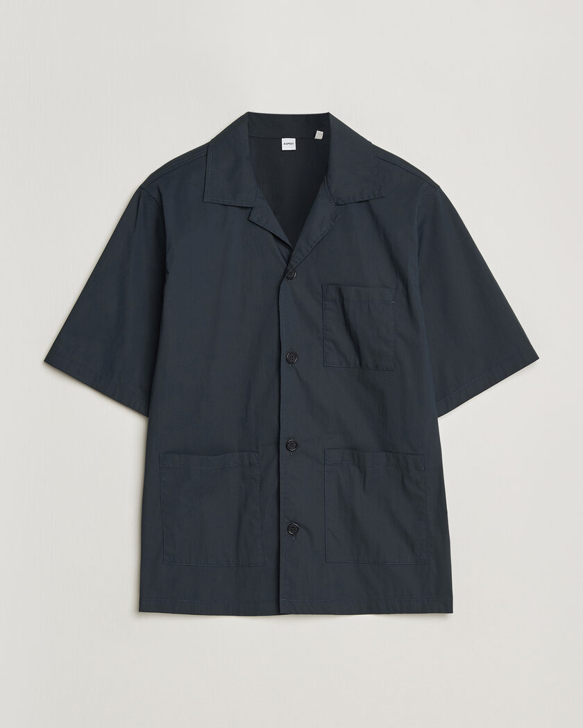  Aspesi Ago Short Sleeve Shirt Navy – Blau