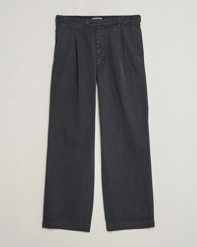 Auralee Garment Dyed Finx Chinos Black – Schwarz