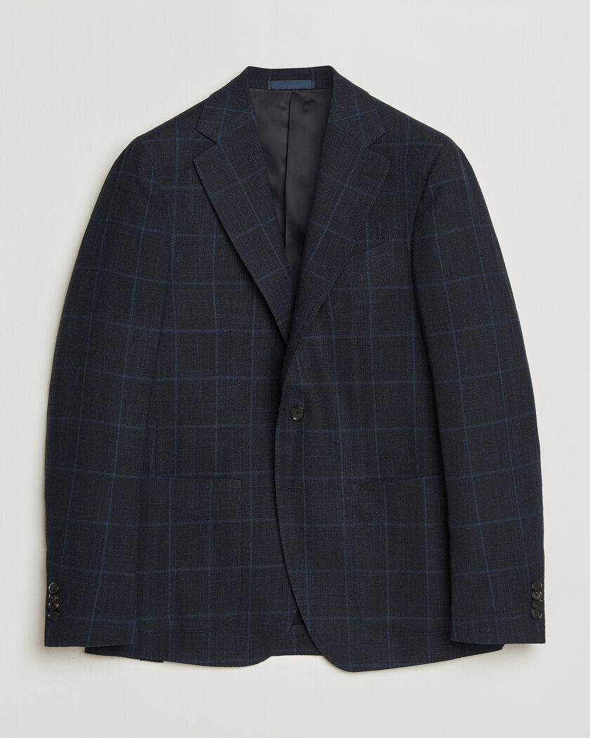 Caruso Aida Wool Hopsack Blazer Navy Check – Blau
