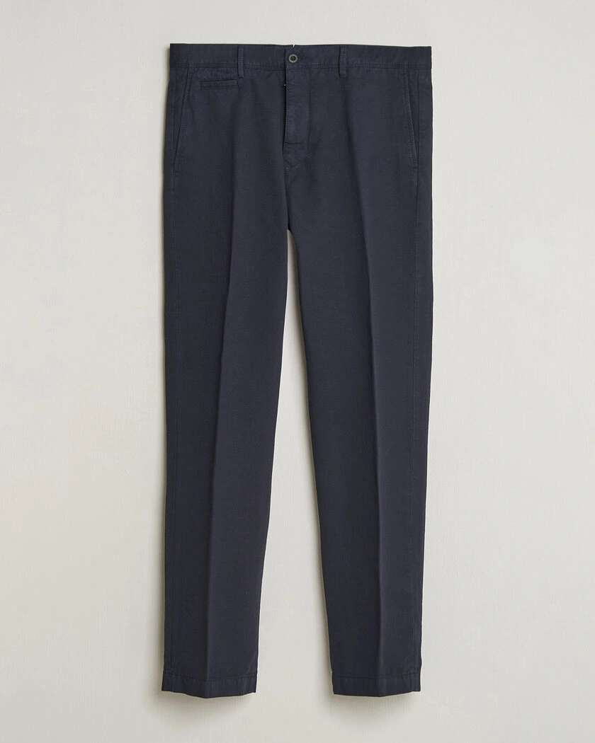 Incotex Regular Fit Cotton/Linen Slacks Navy – Blau