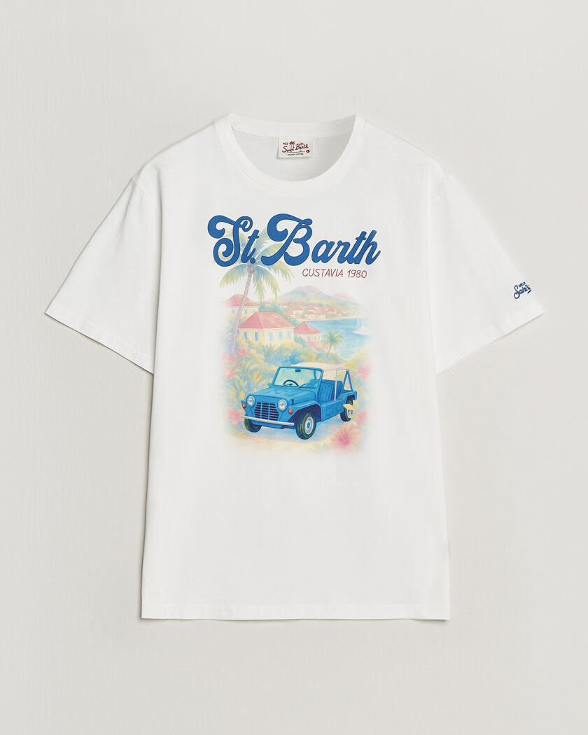 MC2 Saint Barth Printed Cotton T-Shirt Ibiscus Car – Weiß