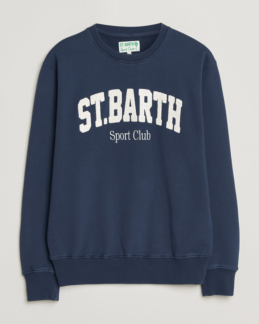 MC2 Saint Barth Terry Cotton Logo Sweatshirt Navy – Blau