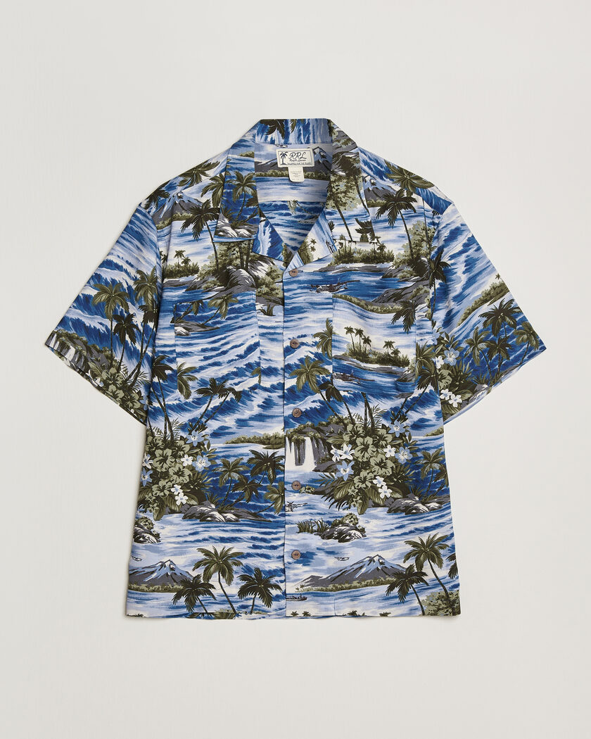 RRL Printed Camp Shirt Blue – Blau