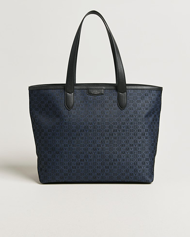 Smythson Canvas Stamp Tote Navy – Blau