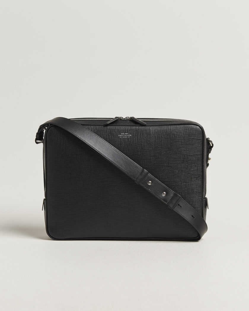 Smythson Panama Slim Messenger Bag Black – Schwarz