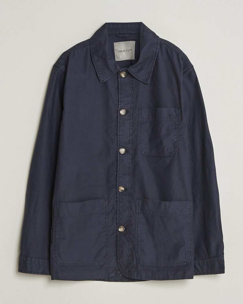 Gant Regular Fit Cotton/Linen Overshirt Evening Blue – Blau