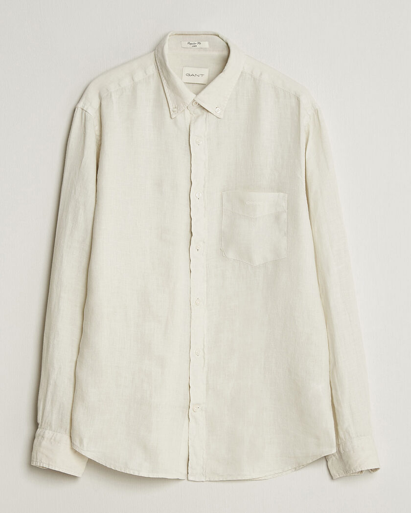 Gant Regular Fit Garment Dyed Linen Shirt Sand – Beige