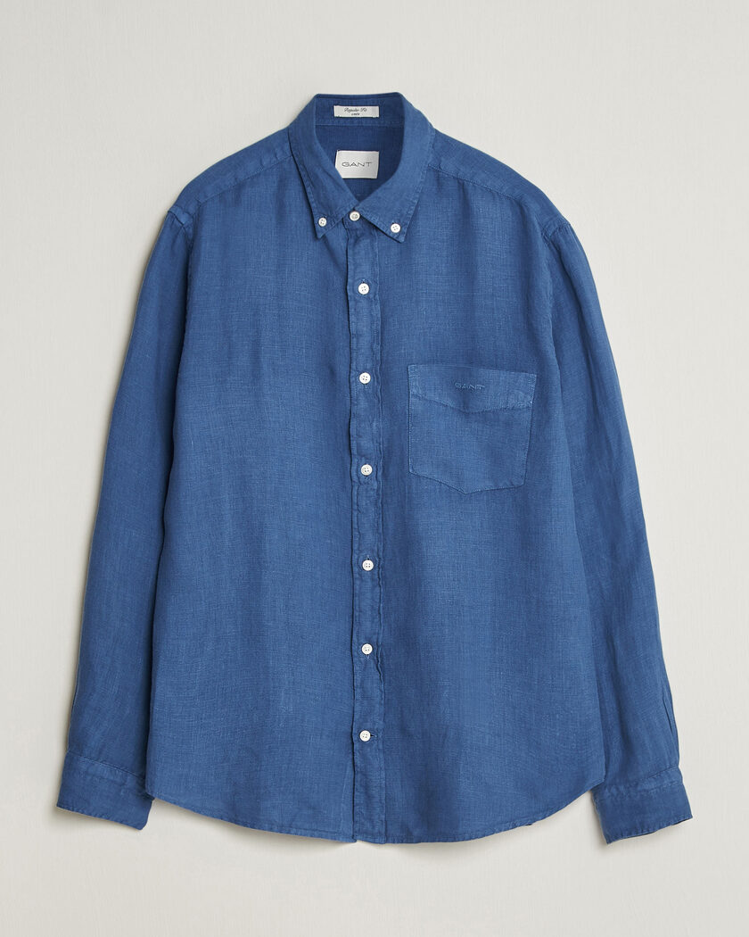 Gant Regular Fit Garment Dyed Linen Shirt Vintage Blue – Blau