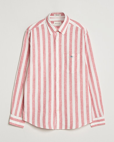 GANT Regular Fit Linen/Cotton Striped Shirt Rose Pink – Rosa