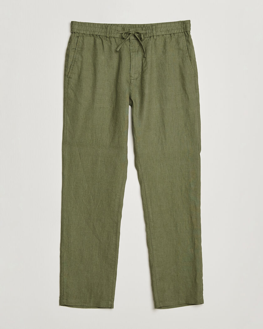 GANT Regular Fit Linen Drawstring Pants Dry Herb Green – Grün