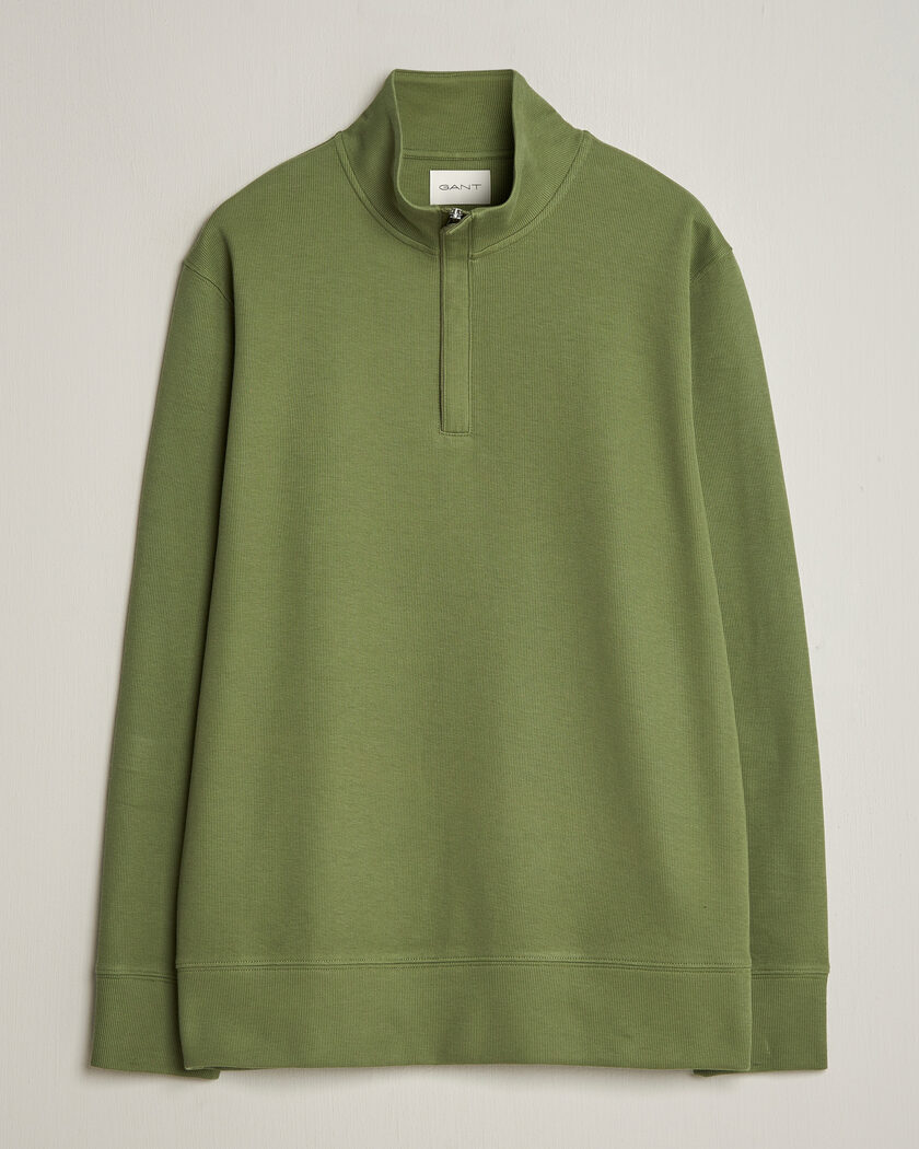 GANT Light Sacker Rib Half Zip Dry Herb Green – Grün