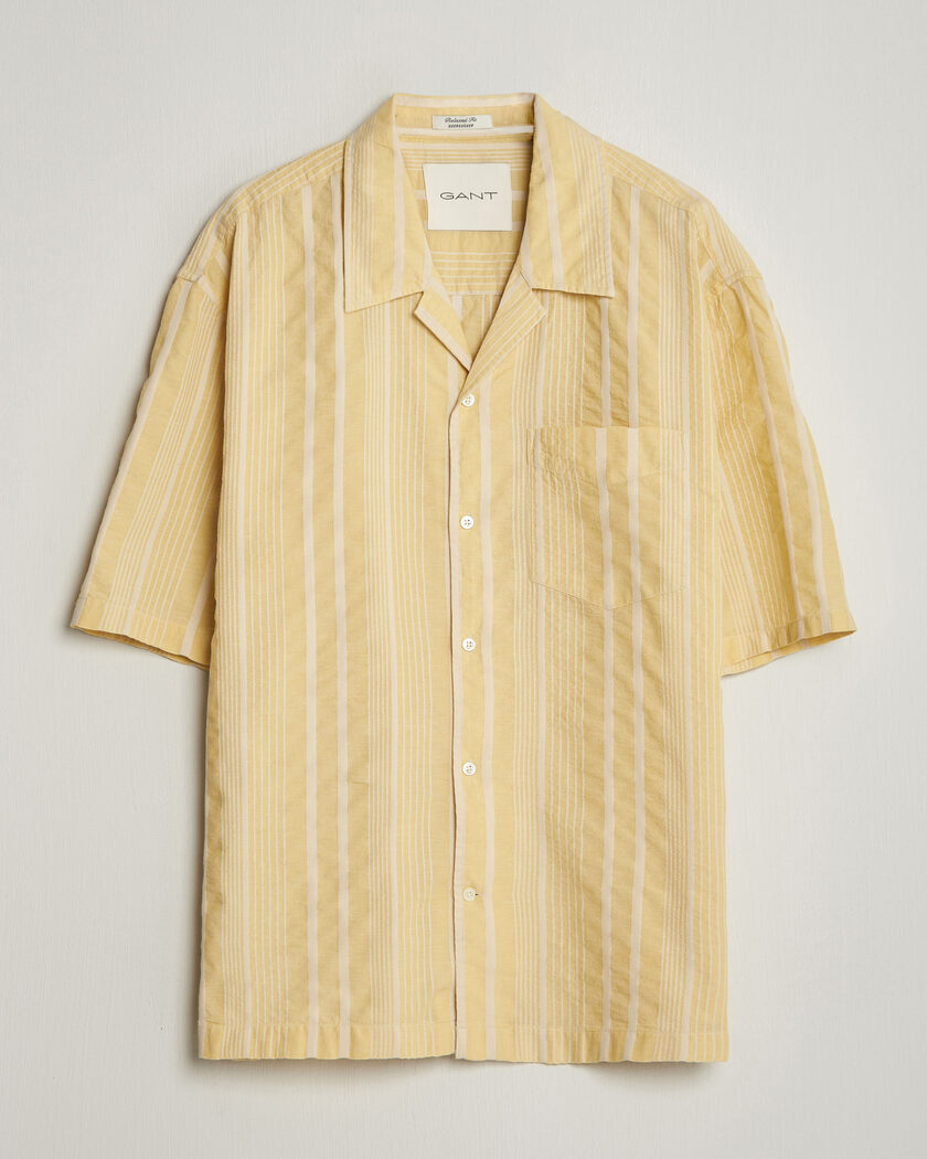 Gant Relaxed Fit Seersucker Camp Collar Shirt Light Mustard Yellow – Gelb