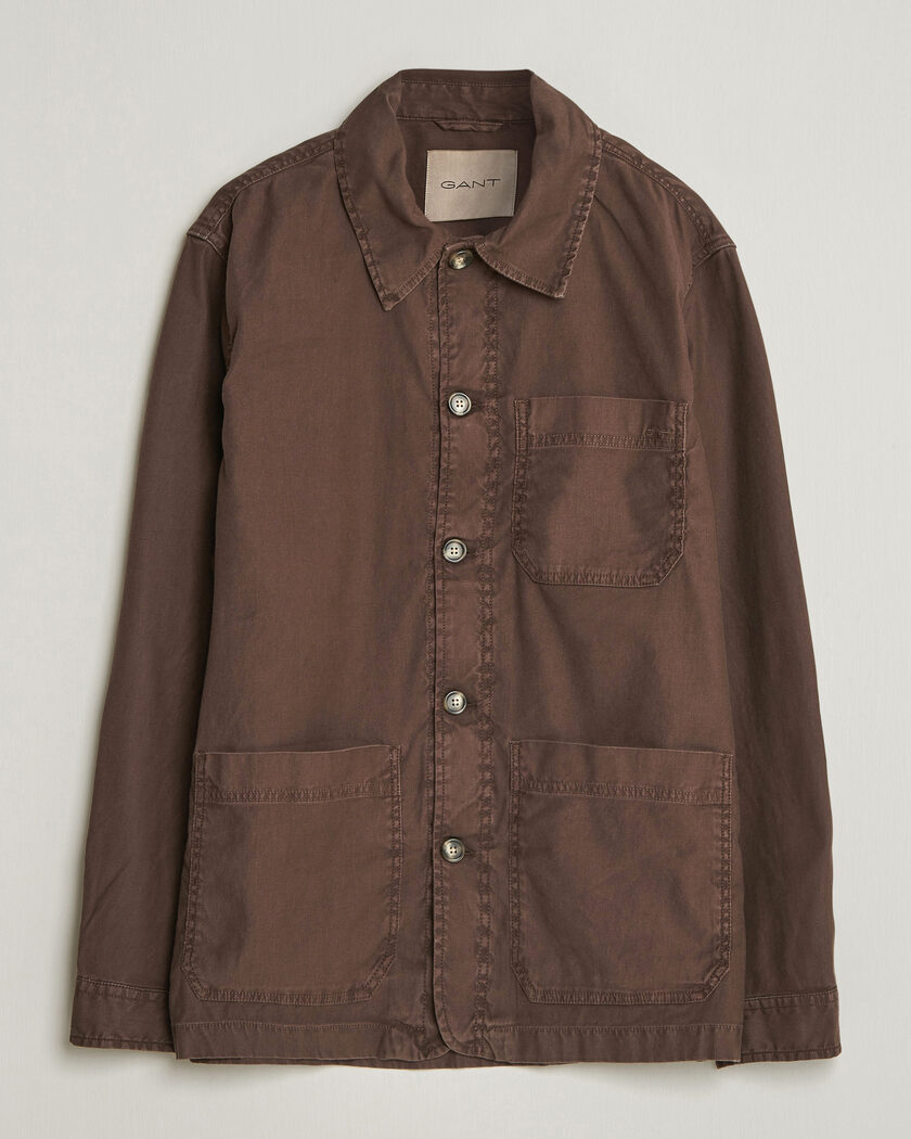 GANT Regular Fit Cotton/Linen Overshirt Rich Brown – Braun