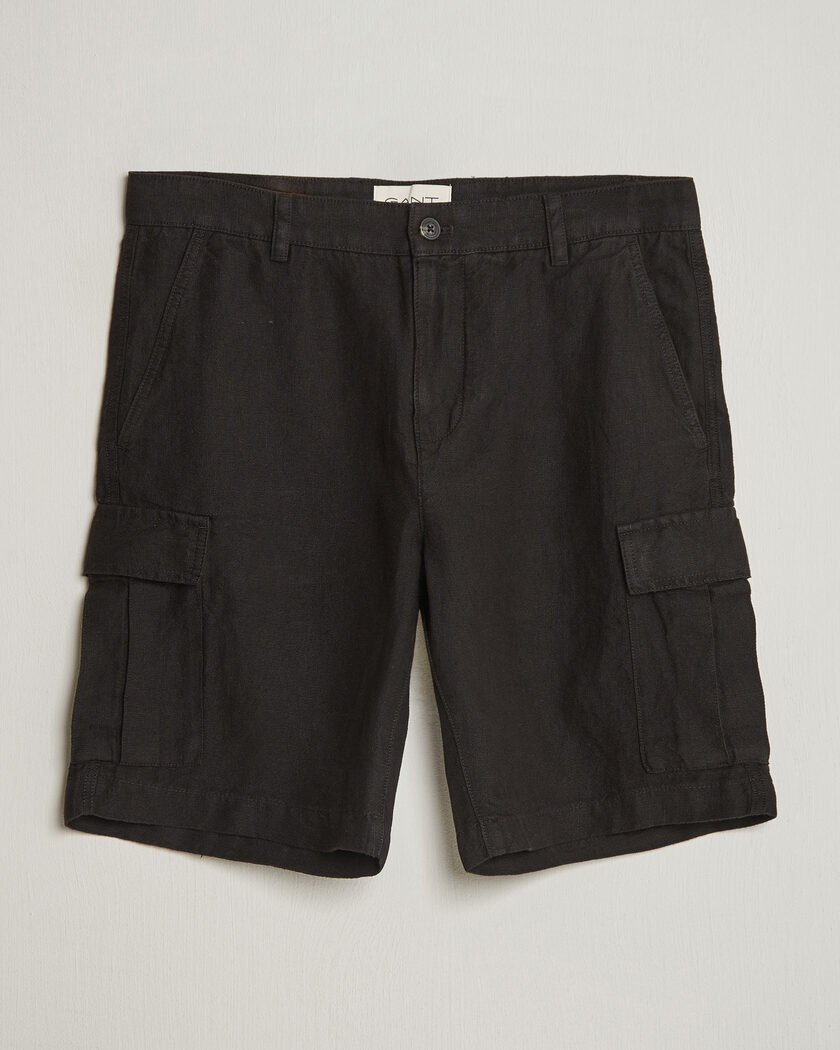 Gant Regular Fit Linen Cargo Shorts Ebony Black – Schwarz