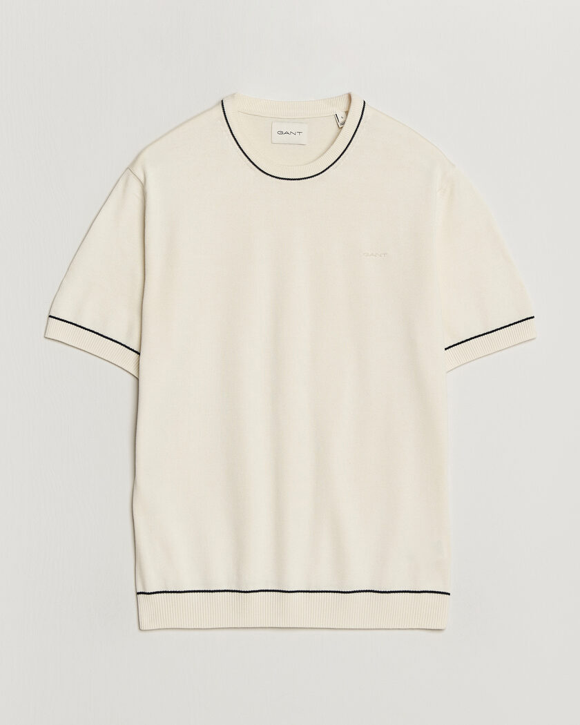 GANT Cotton/Model Knitted T-Shirt Cream – Weiß