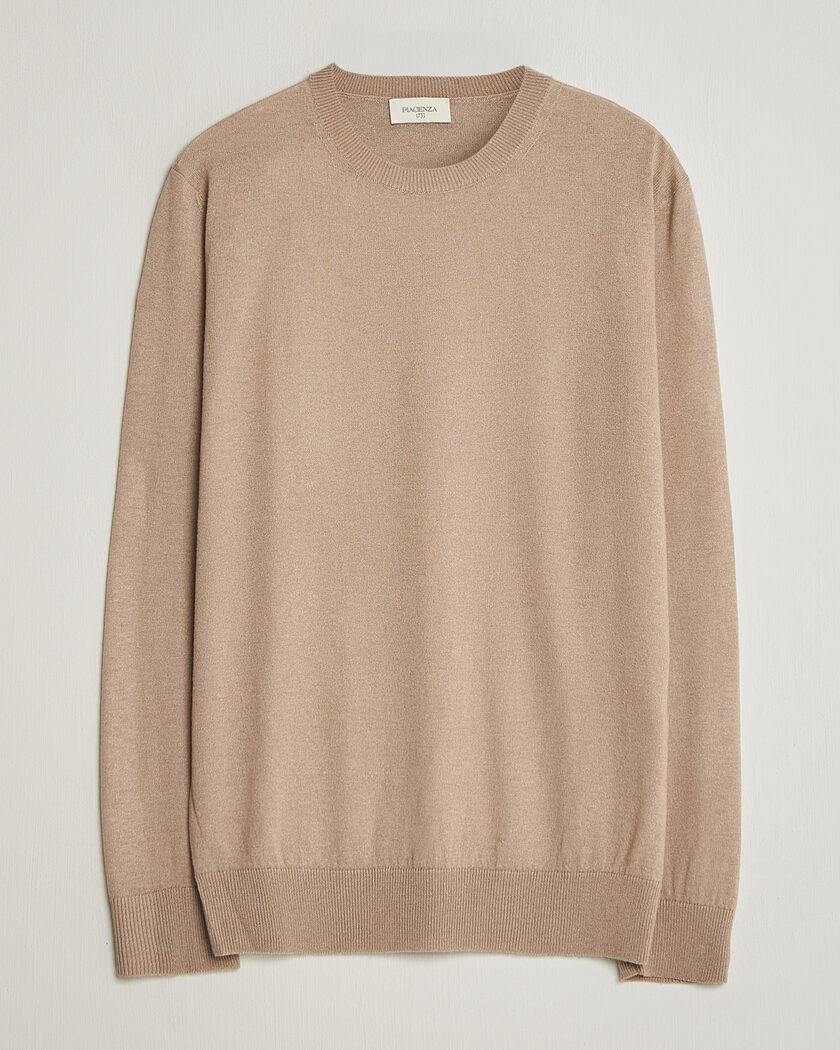 Piacenza Cashmere Soft Silk/Cashmere Crew Neck  Beige – Beige