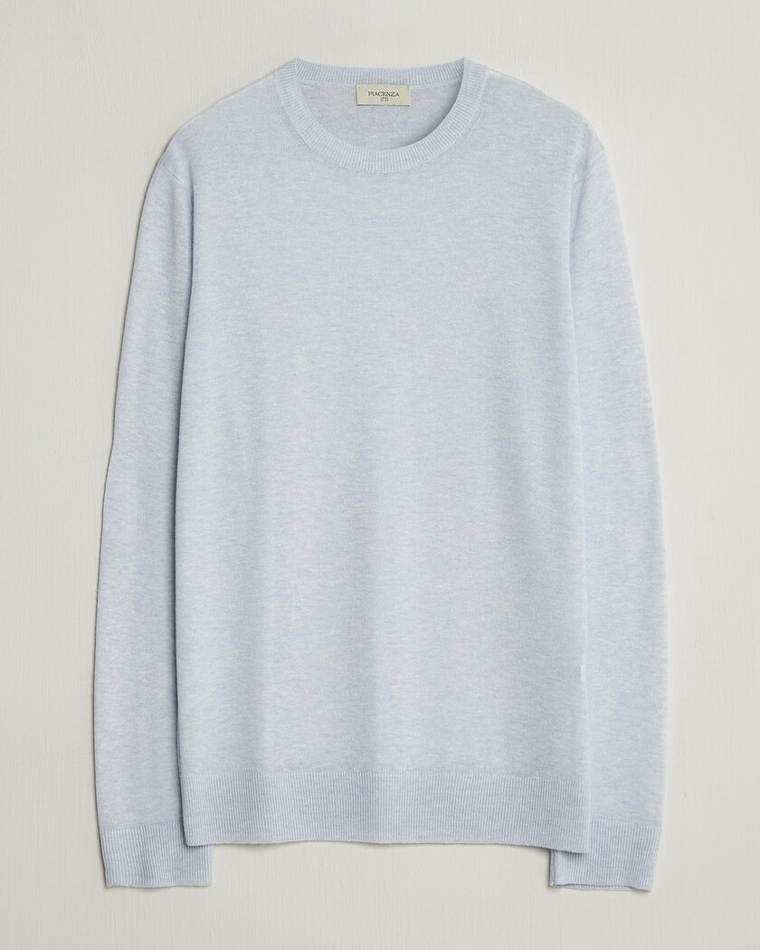 Piacenza Cashmere Soft Silk/Cashmere Crew Neck Sky Blue – Blau