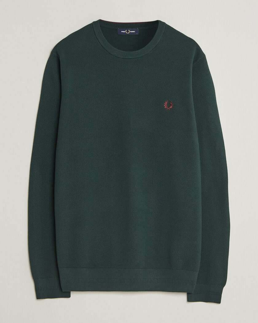 Fred Perry Piqué Stitched Sweater Grassroots Green – Grün