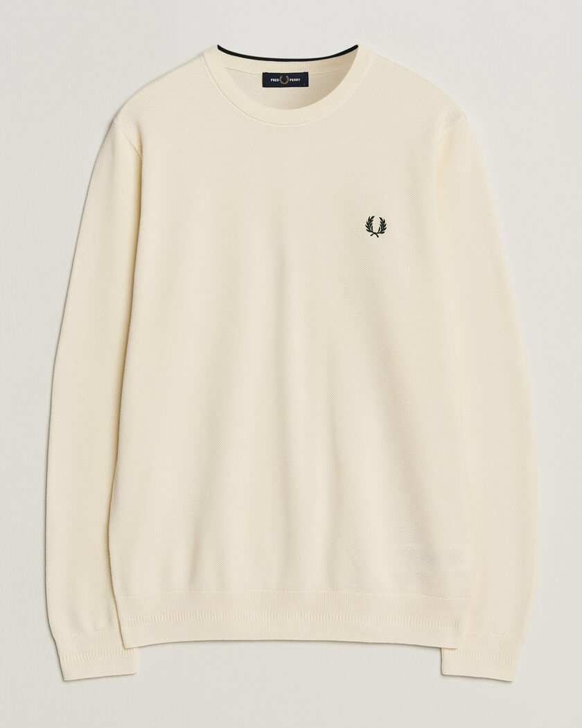 Fred Perry Piqué Stitched Sweater Ecru – Weiß
